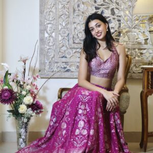 Magenta Banarasi Lehenga Set
