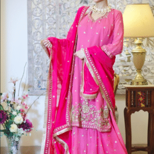 Hot Pink Sharara Set with Dupatta