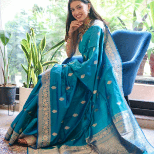 Peacock Blue Banarasi Saree
