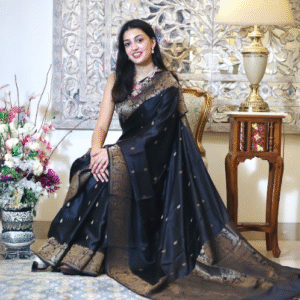 Black & Gold Banarasi Mushru silk Saree
