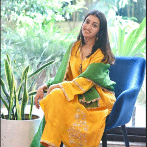 Mustard Kurta with Green Dupatta